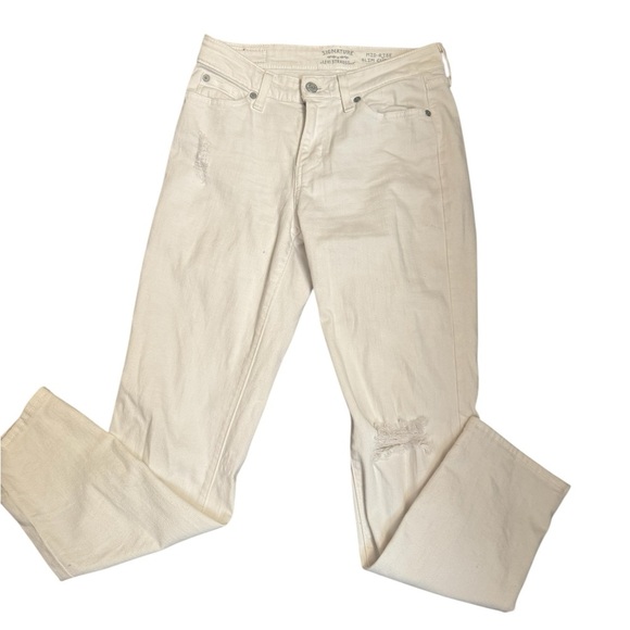 LEVI'S MID RISE CUFFED SLIM White Distressed Women’s Denim Jeans SZ 2 Waist 26 - Picture 8 of 17